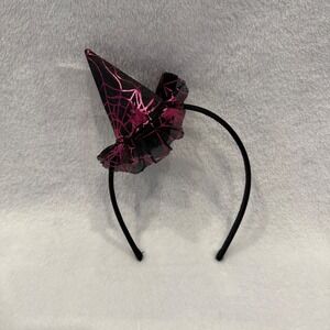 Halloween Witch Hat Headband Black Pink Spiderweb Costume Accessory Kids